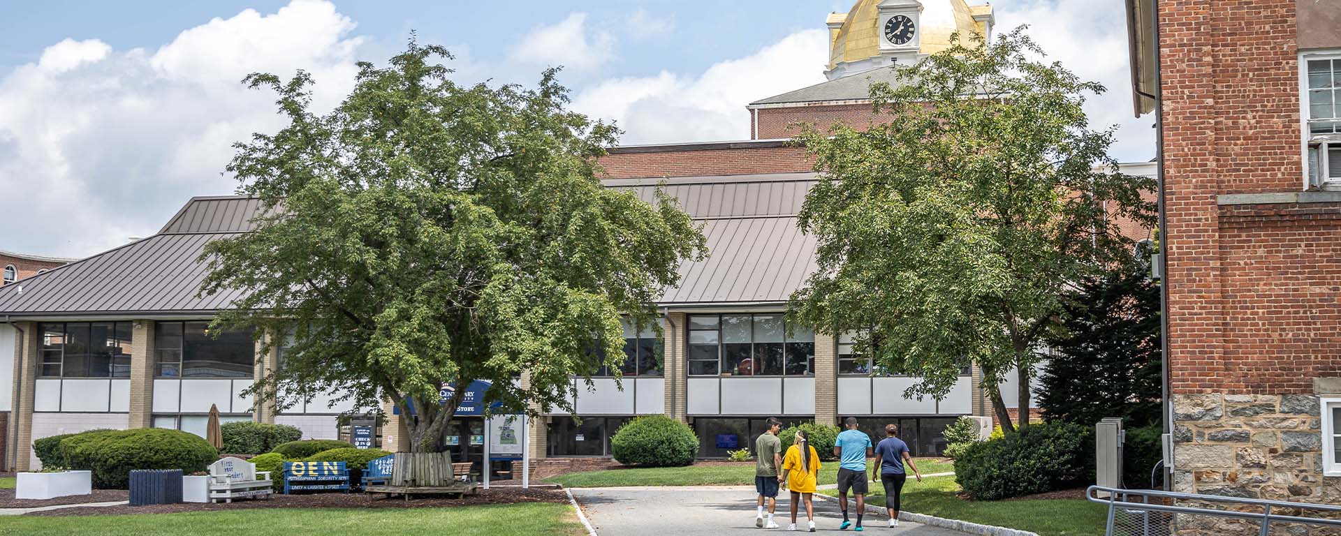 eop students walking on centenary campus
