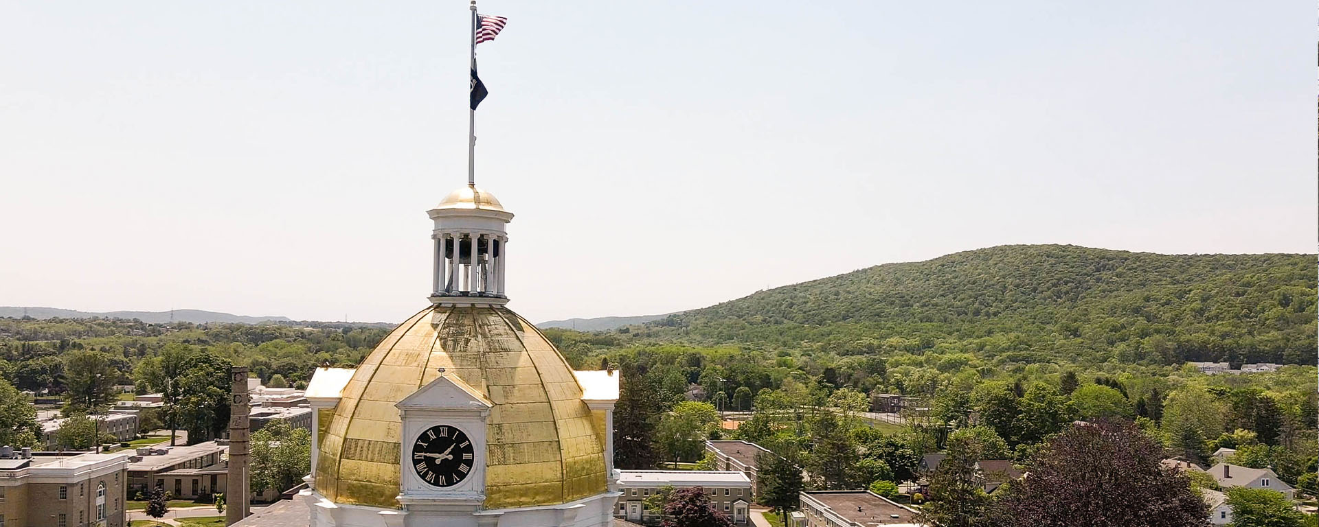 centenary university gold dome drone shot